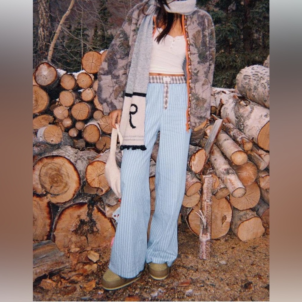 Urban Outfitters Out From‎ Under Blue Striped Plaid Avril PJ Boxer Pants